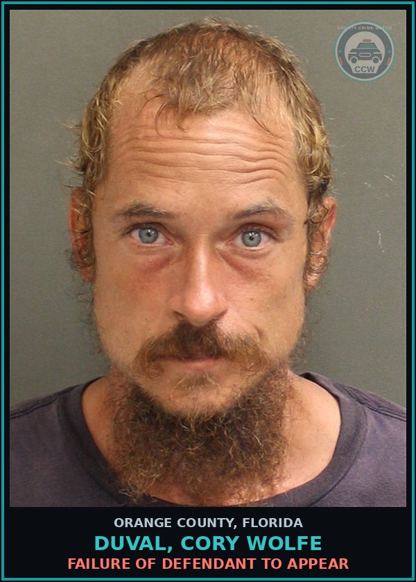 Booking mugshot of DUVAL, CORY WOLFE in Orange County