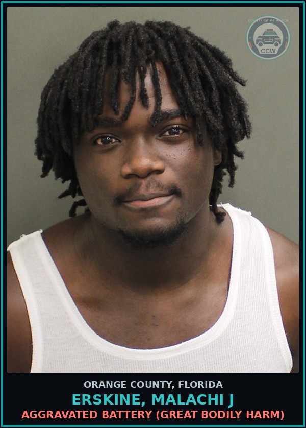 Booking mugshot of ERSKINE, MALACHI J in Orange County