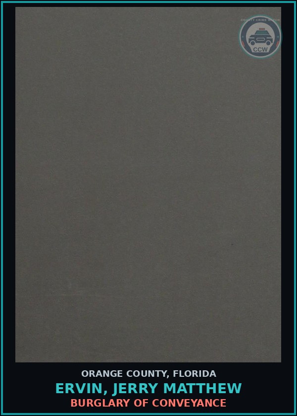 Booking mugshot of ERVIN, JERRY MATTHEW in Orange County