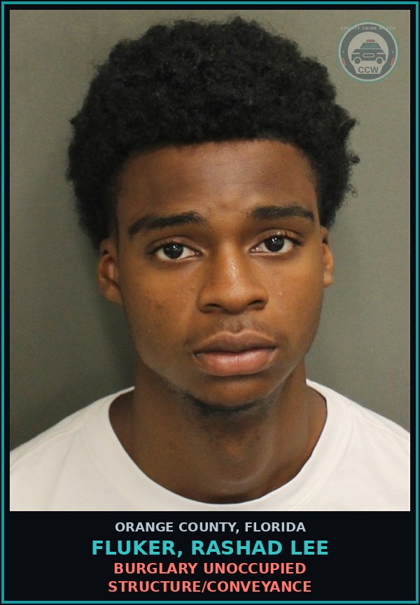 Booking mugshot of FLUKER, RASHAD LEE in Orange County