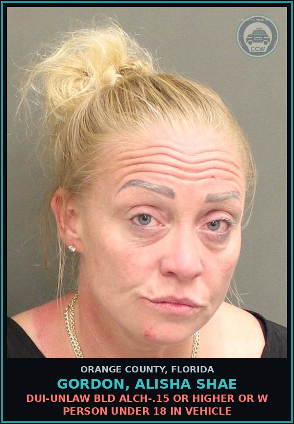 Booking mugshot of GORDON, ALISHA SHAE in Orange County