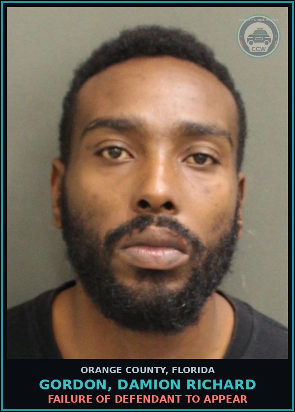 Booking mugshot of GORDON, DAMION RICHARD in Orange County