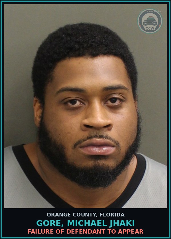 Booking mugshot of GORE, MICHAEL JHAKI in Orange County