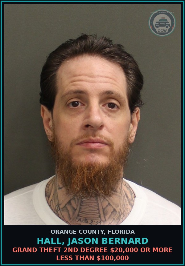 Booking mugshot of HALL, JASON BERNARD in Orange County