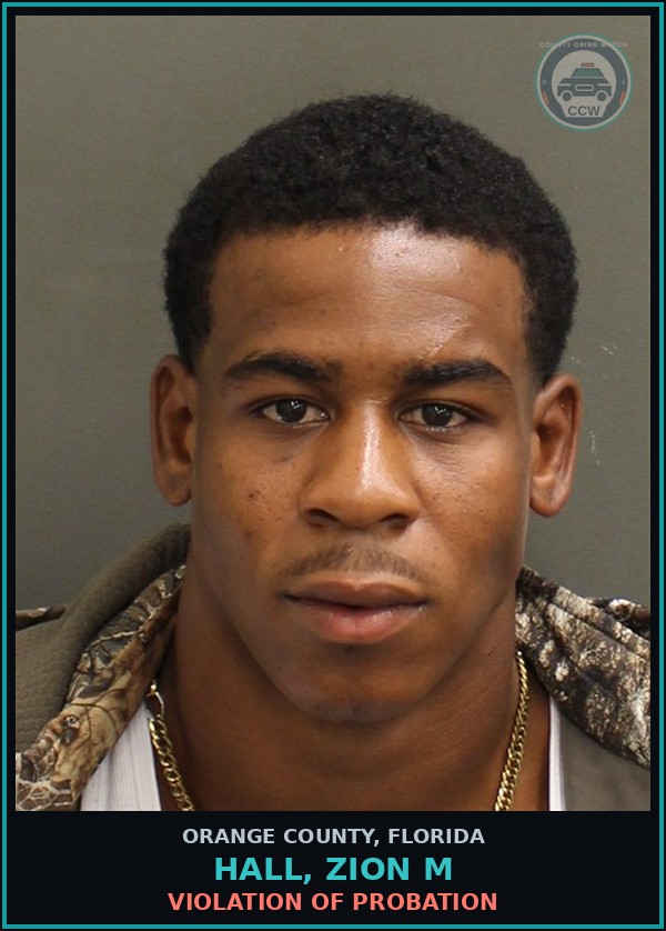 Booking mugshot of HALL, ZION M in Orange County