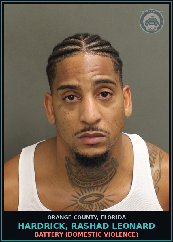 Booking mugshot of HARDRICK, RASHAD LEONARD in Orange County