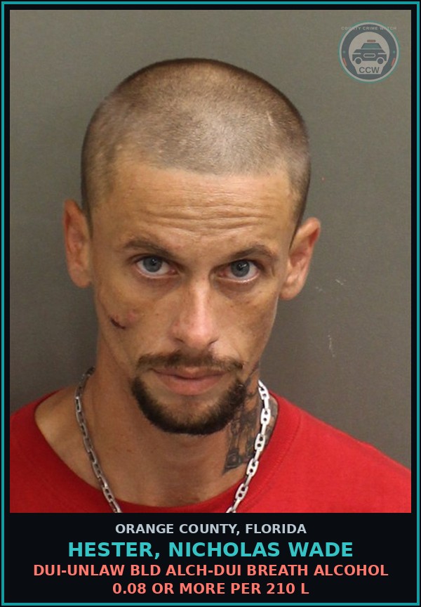 Booking mugshot of HESTER, NICHOLAS WADE in Orange County
