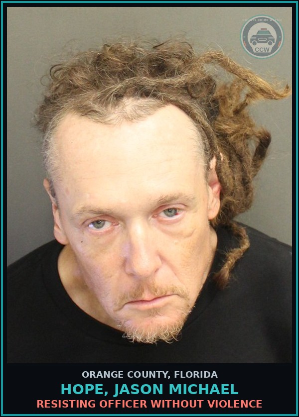 Booking mugshot of HOPE, JASON MICHAEL in Orange County