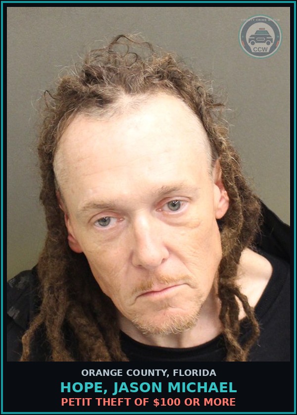 Booking mugshot of HOPE, JASON MICHAEL in Orange County