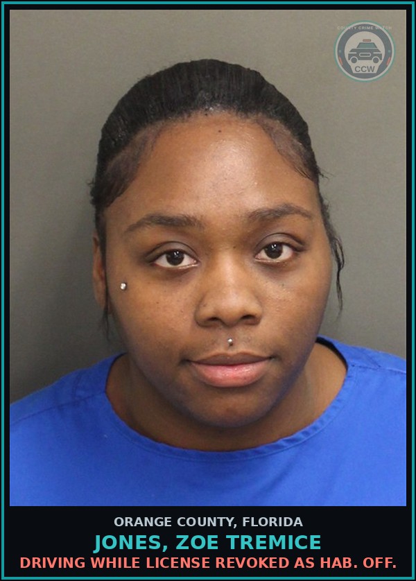 Booking mugshot of JONES, ZOE TREMICE in Orange County