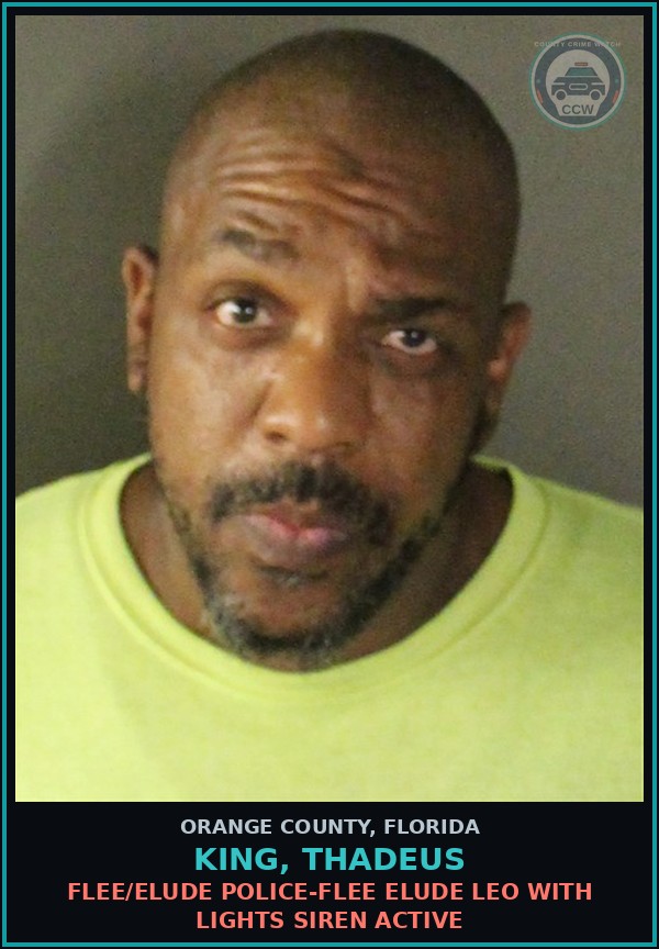 Booking mugshot of KING, THADEUS in Orange County