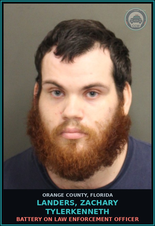 Booking mugshot of LANDERS, ZACHARY TYLERKENNETH in Orange County