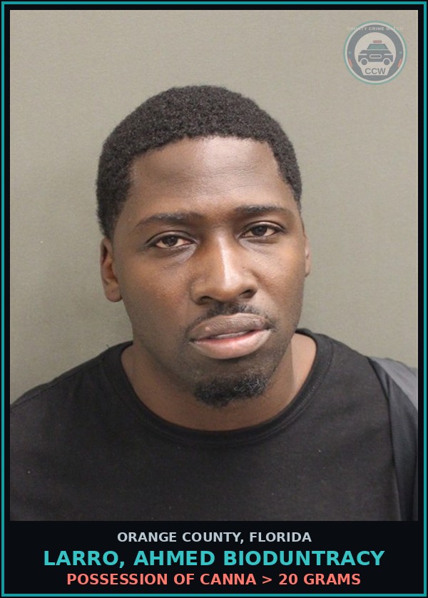 Booking mugshot of LARRO, AHMED BIODUNTRACY in Orange County
