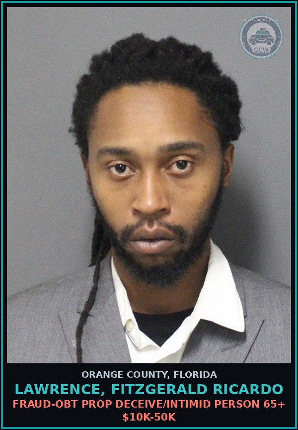 Booking mugshot of LAWRENCE, FITZGERALD RICARDO in Orange County