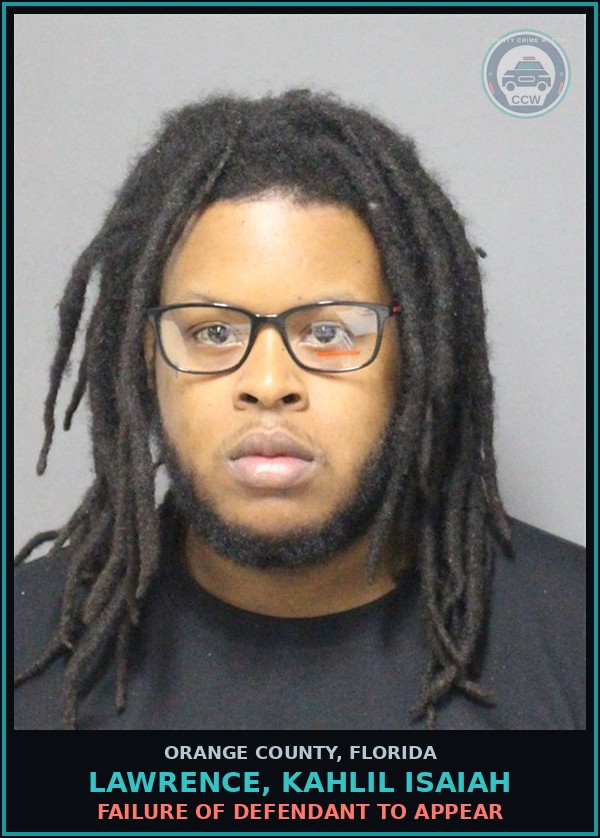 Booking mugshot of LAWRENCE, KAHLIL ISAIAH in Orange County