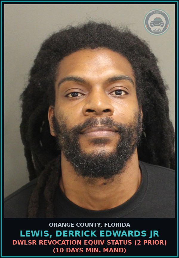 Booking mugshot of LEWIS, DERRICK EDWARDS JR in Orange County
