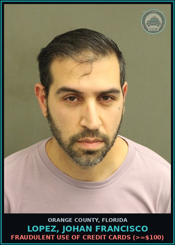Booking mugshot of LOPEZ, JOHAN FRANCISCO in Orange County