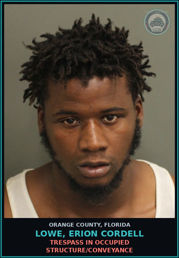 Booking mugshot of LOWE, ERION CORDELL in Orange County