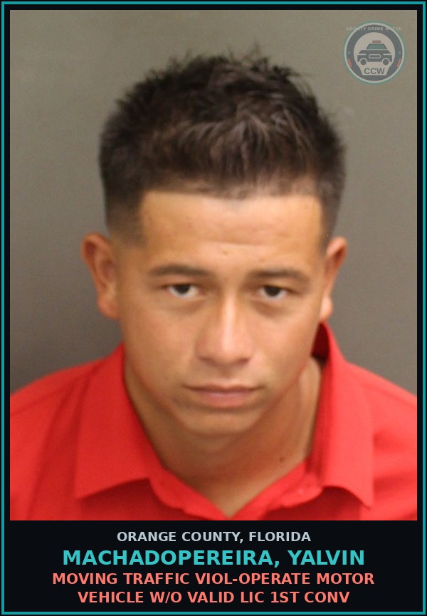 Booking mugshot of MACHADOPEREIRA, YALVIN in Orange County