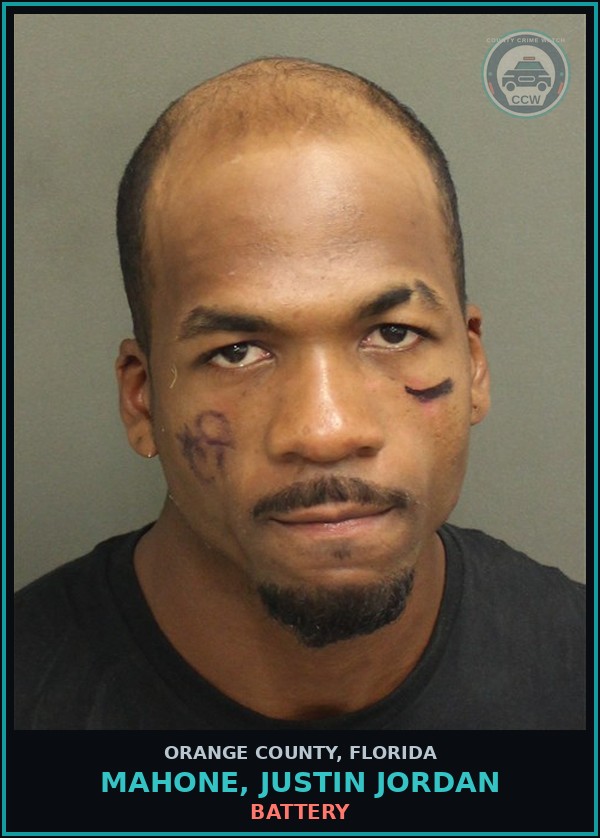Booking mugshot of MAHONE, JUSTIN JORDAN in Orange County