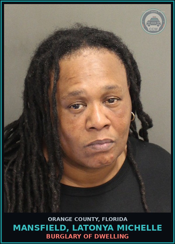 Booking mugshot of MANSFIELD, LATONYA MICHELLE in Orange County