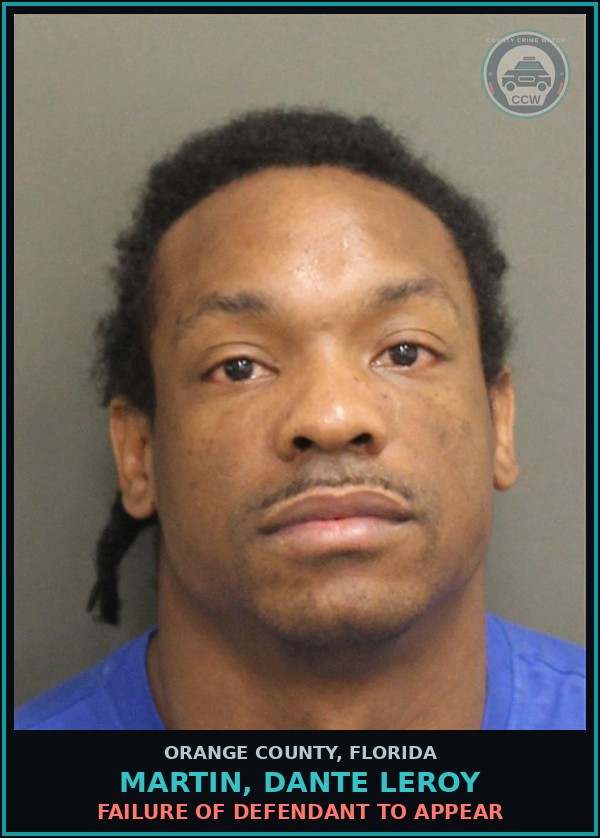 Booking mugshot of MARTIN, DANTE LEROY in Orange County