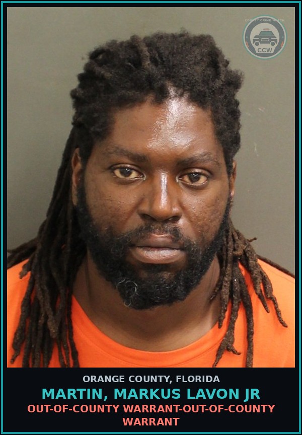 Booking mugshot of MARTIN, MARKUS LAVON JR in Orange County