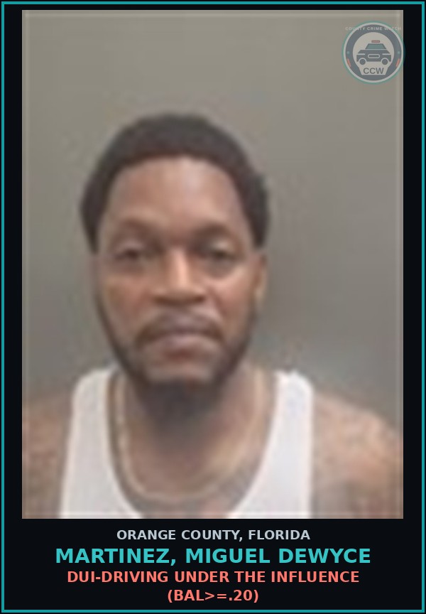 Booking mugshot of MARTINEZ, MIGUEL DEWYCE in Orange County