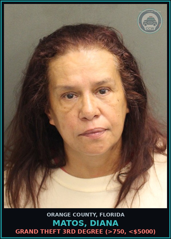 Booking mugshot of MATOS, DIANA in Orange County