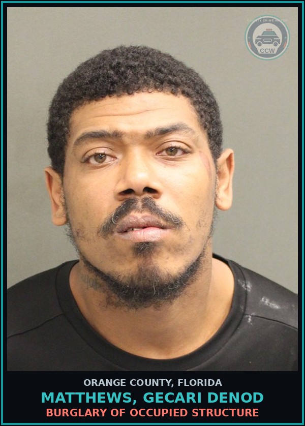 Booking mugshot of MATTHEWS, GECARI DENOD in Orange County