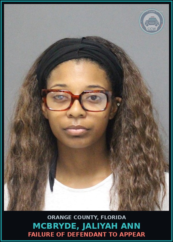 Booking mugshot of MCBRYDE, JALIYAH ANN in Orange County
