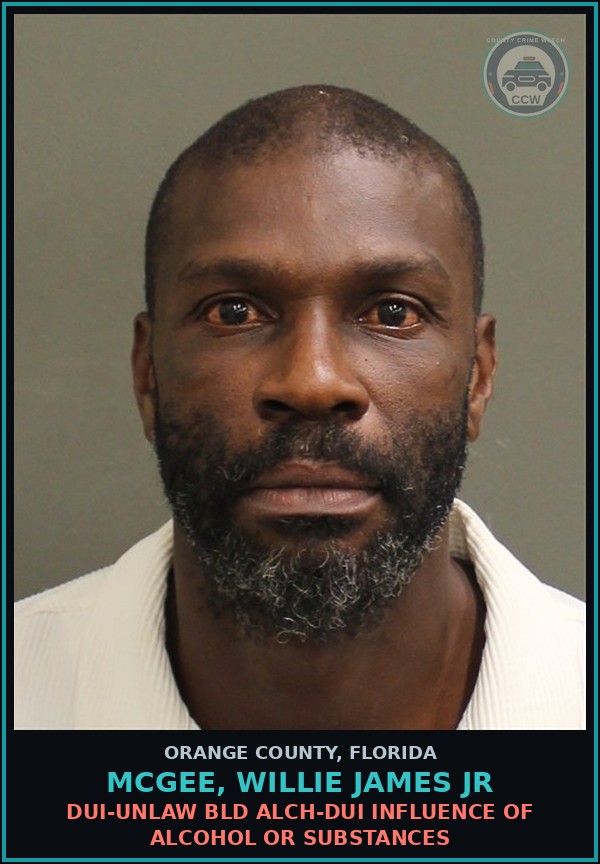 Booking mugshot of MCGEE, WILLIE JAMES JR in Orange County