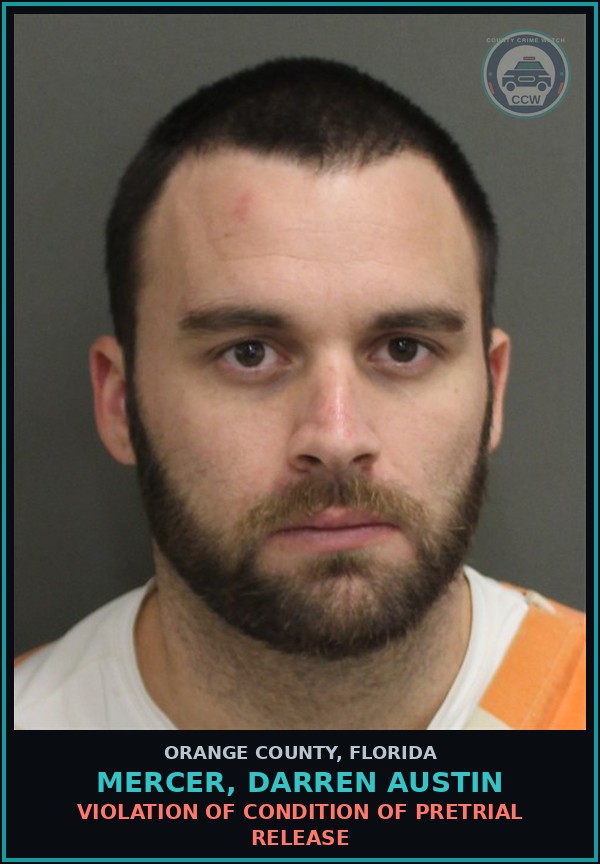 Booking mugshot of MERCER, DARREN AUSTIN in Orange County