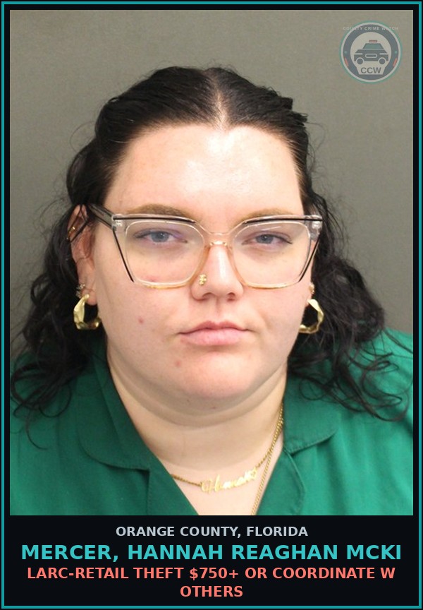 Booking mugshot of MERCER, HANNAH REAGHAN MCKI in Orange County