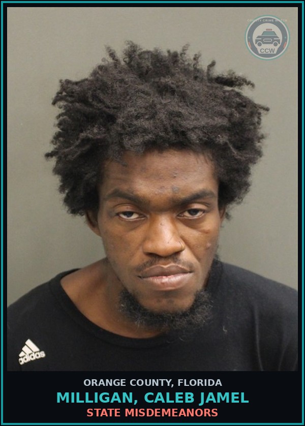 Booking mugshot of MILLIGAN, CALEB JAMEL in Orange County