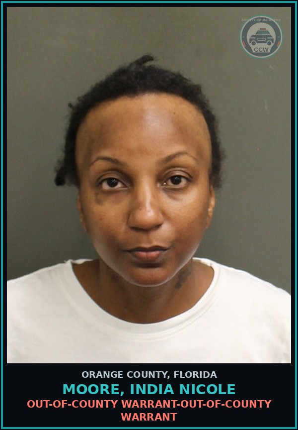 Booking mugshot of MOORE, INDIA NICOLE in Orange County