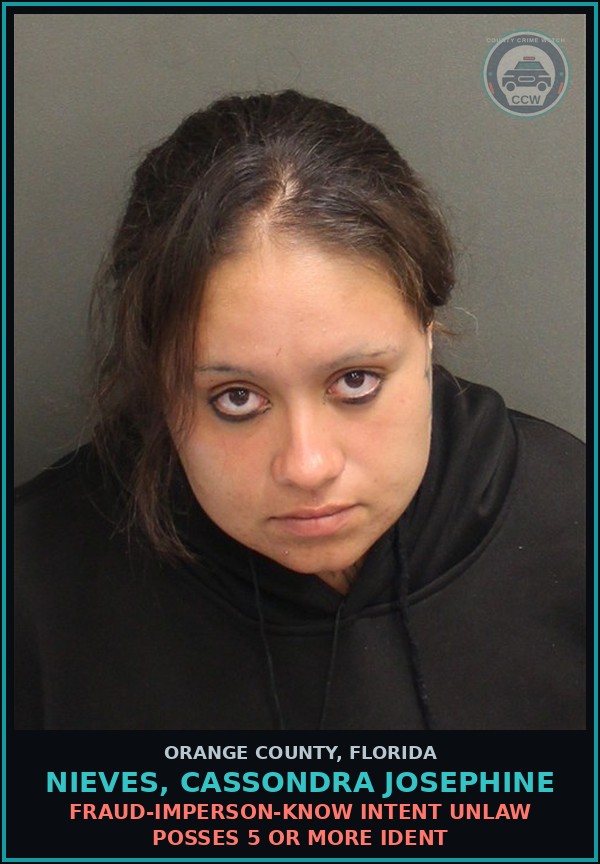 Booking mugshot of NIEVES, CASSONDRA JOSEPHINE in Orange County