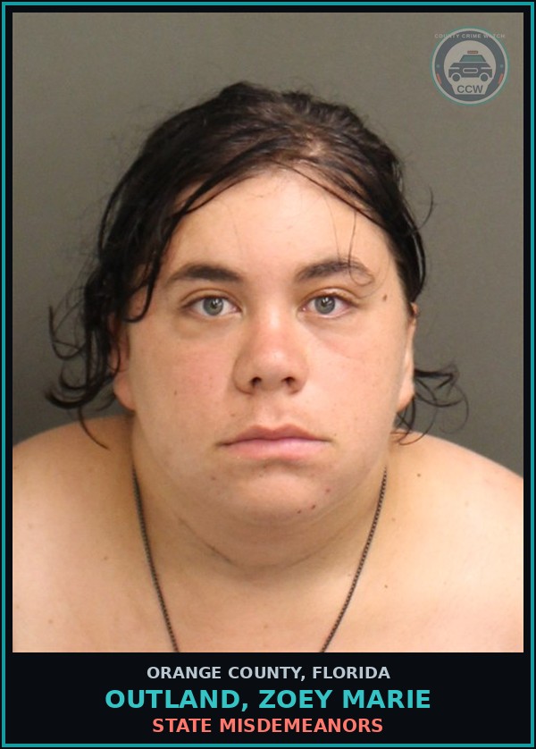 Booking mugshot of OUTLAND, ZOEY MARIE in Orange County