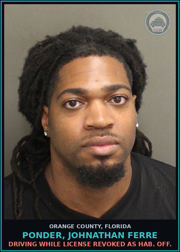 Booking mugshot of PONDER, JOHNATHAN FERRE in Orange County