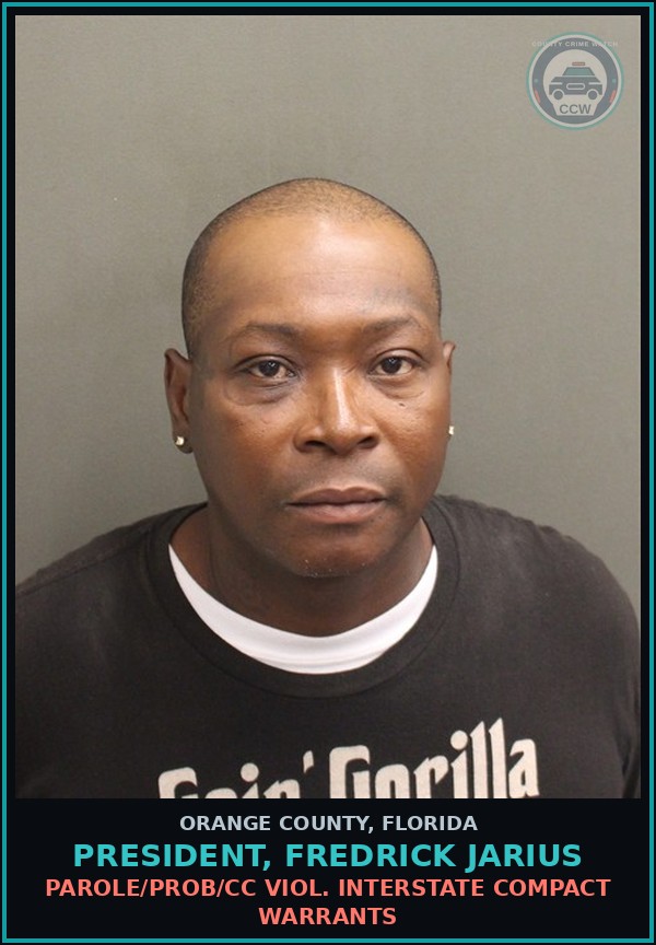 Booking mugshot of PRESIDENT, FREDRICK JARIUS in Orange County