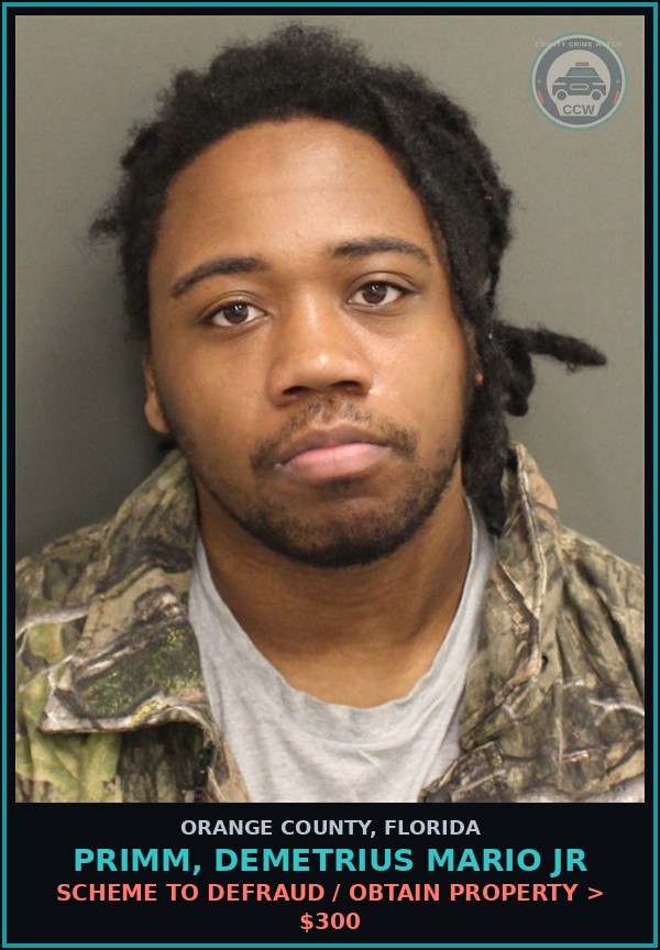 Booking mugshot of PRIMM, DEMETRIUS MARIO JR in Orange County