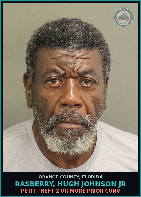 Booking mugshot of RASBERRY, HUGH JOHNSON JR in Orange County