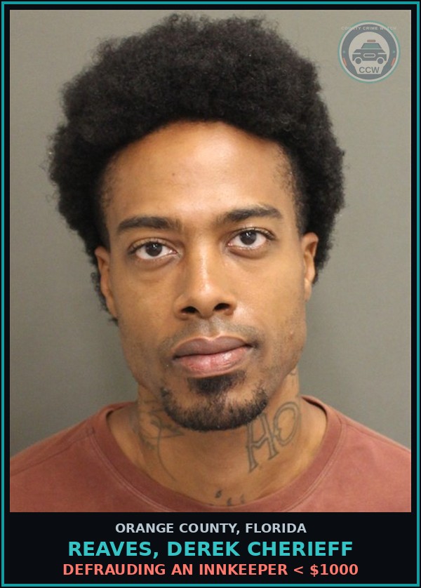 Booking mugshot of REAVES, DEREK CHERIEFF in Orange County
