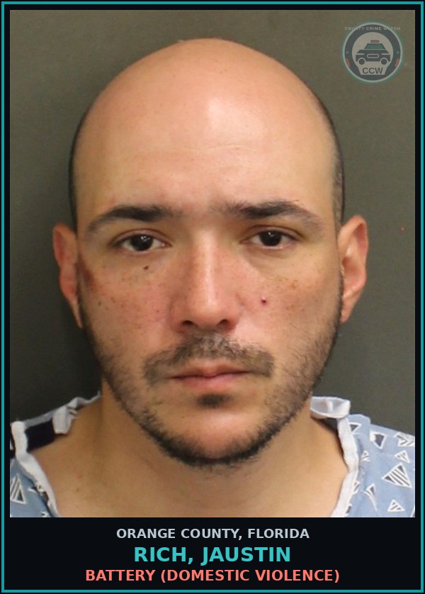Booking mugshot of RICH, JAUSTIN in Orange County