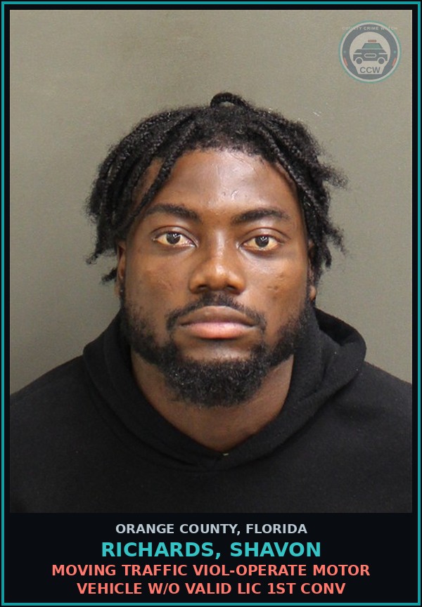 Booking mugshot of RICHARDS, SHAVON in Orange County