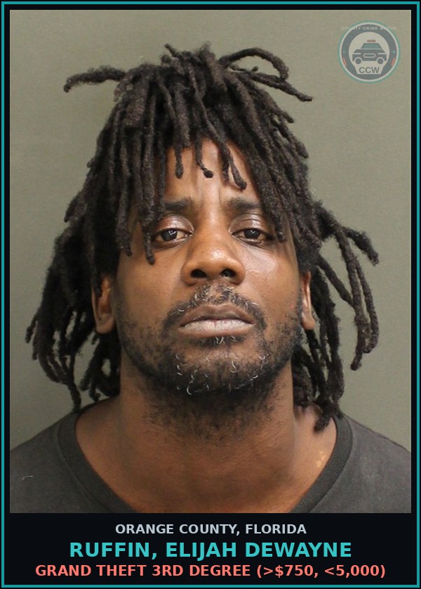 Booking mugshot of RUFFIN, ELIJAH DEWAYNE in Orange County