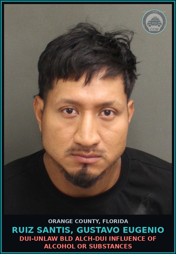 Booking mugshot of RUIZ SANTIS, GUSTAVO EUGENIO in Orange County