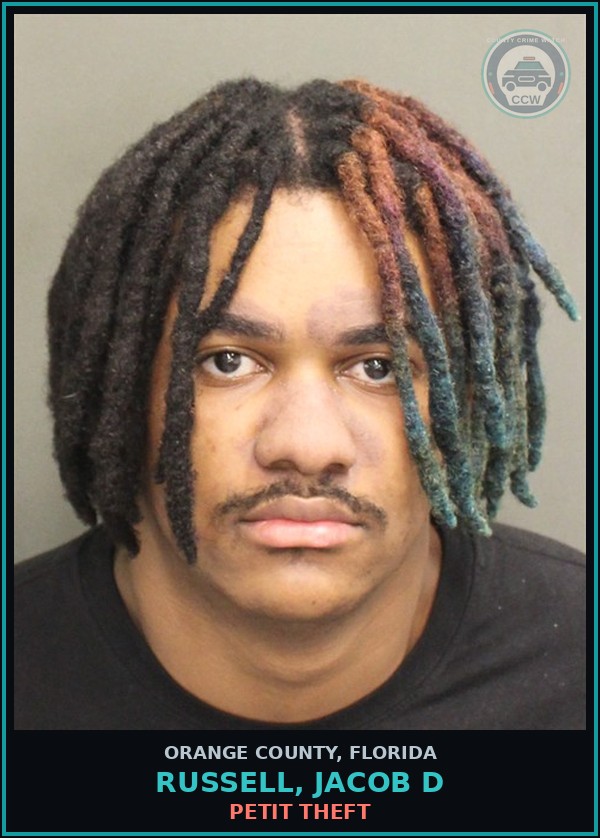 Booking mugshot of RUSSELL, JACOB D in Orange County