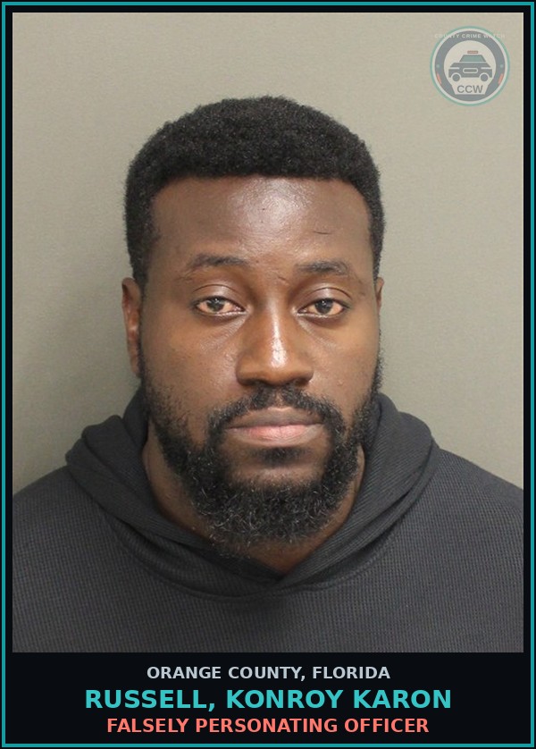 Booking mugshot of RUSSELL, KONROY KARON in Orange County