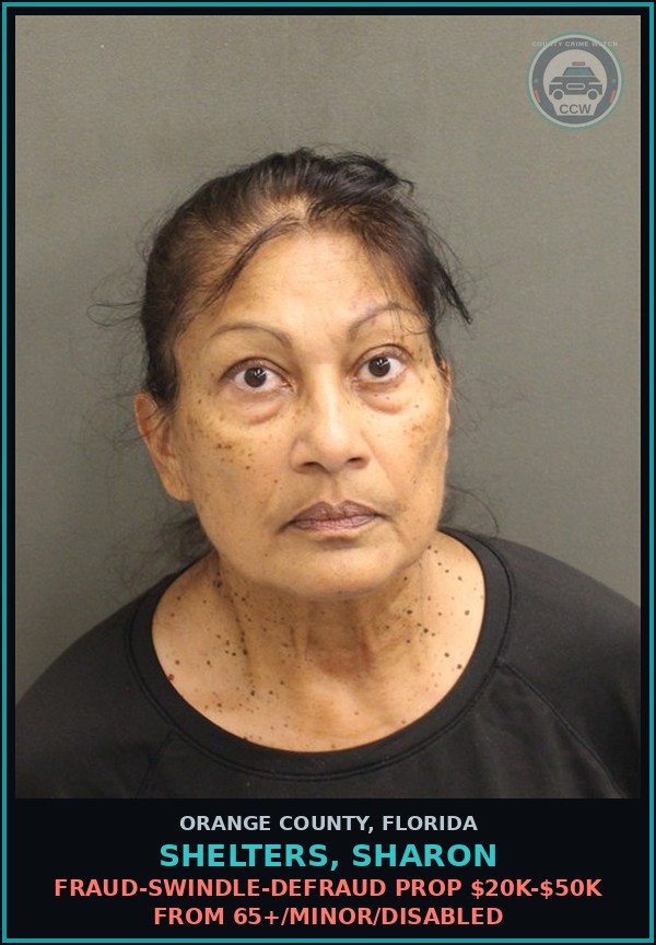 Booking mugshot of SHELTERS, SHARON in Orange County